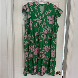 Green and Pink Floral Dress